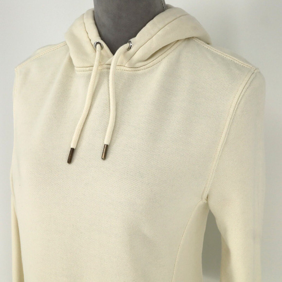 H&M Top Womens XS Ivory Sweatshirt Hoodie Pouch Pocket Pullover Drawstring - Picture 10 of 14